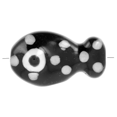 Perla pesce in ceramica 11x19 mm - Nero bianco x1