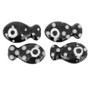 Perla pesce in ceramica 11x19 mm - Nero bianco x1