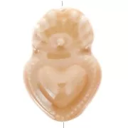 Perla cuore messicana Ex-voto in ceramica 16x10 mm - beige iridescente x1