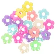 Assortimento di perline floreali acriliche da 19 mm - effetto AB multicolore x20