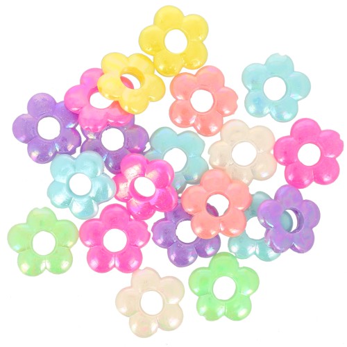 Assortimento di perline floreali acriliche da 19 mm - effetto AB multicolore x20