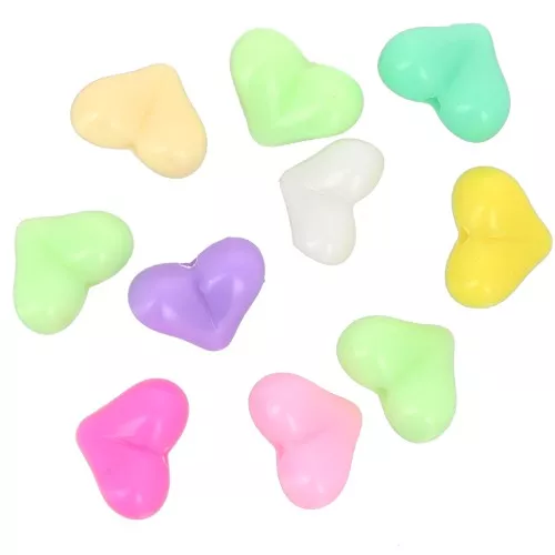 Assortimento di perline a cuore in acrilico - 11x15 mm - Multicolore pastello x10