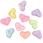 Assortimento di perline a cuore in acrilico perlato - 11x15mm Multicolore Pastello x10