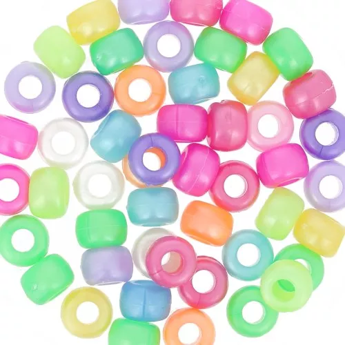 Assortimento di perline a foro largo - perline Pony 9x6mm Multicolore perlato x50