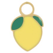 Ciondolo limone 11,5x7,5mm Resina epossidica Acciaio inox 316L dorato Giallo x1|raw }}