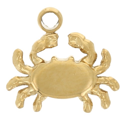 Ciondolo a forma di granchio 8x8,5 mm in acciaio inossidabile 304L dorato x1