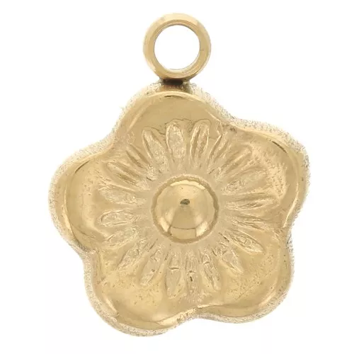 Ciondolo a fiore 7,5 mm in acciaio inox 304L - dorato x1