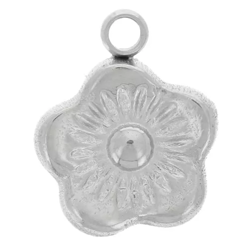 Ciondolo a fiore 7,5 mm in acciaio inox 304L x1