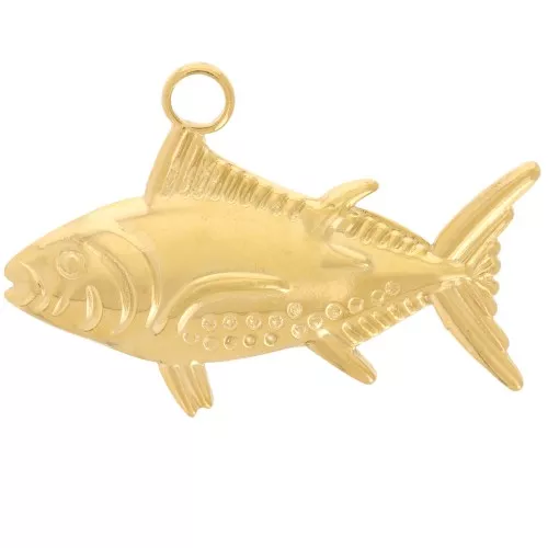 Pendente pesce 19x29 mm - Acciaio inossidabile 316L - dorato x1