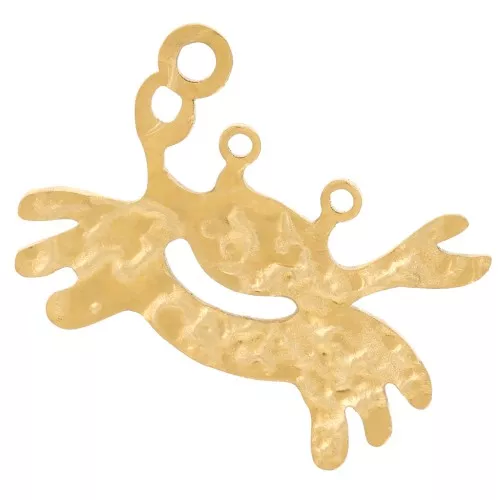 Ciondolo a forma di granchio martellato 18x13 mm in acciaio inox 316L dorato x1