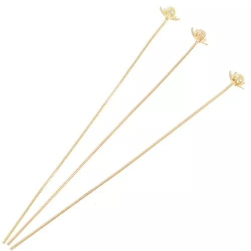 Chiodini a testa di fiore 50x0,5 mm - Dorato x10