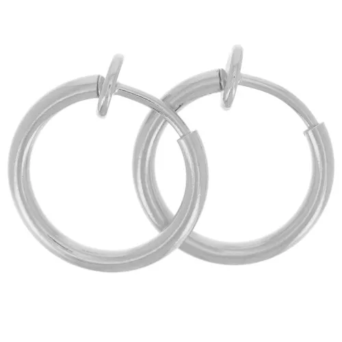 Mini orecchini clip- Per orecchie non forate 13 mm - Argentato x2