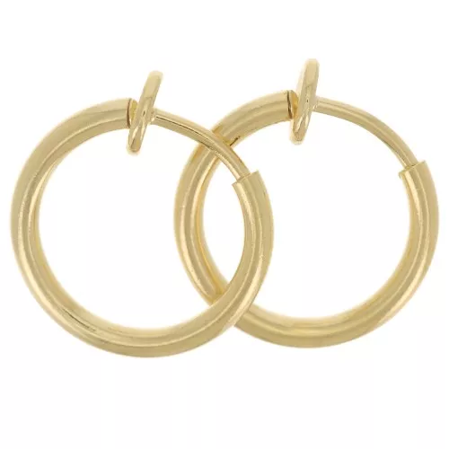 Mini orecchini clip- Per orecchie non forate 13 mm - dorato x2