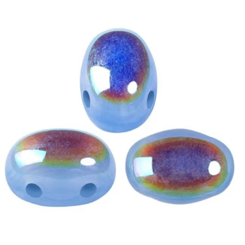 Perle in vetro Samos® di Puca® 7x5 mm Blue Opal AB x10g