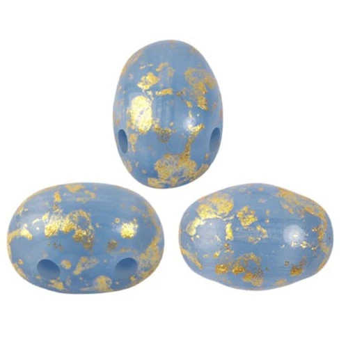 Perle in vetro Samos® di Puca® 7x5 mm Blue Opal Gold Splash x10g