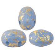 Perle in vetro Samos® di Puca® 7x5 mm Blue Opal Mat Gold Splash x10g|raw }}