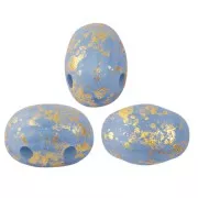 Perle in vetro Samos® di Puca® 7x5 mm Blue Opal Mat Gold Splash x10g