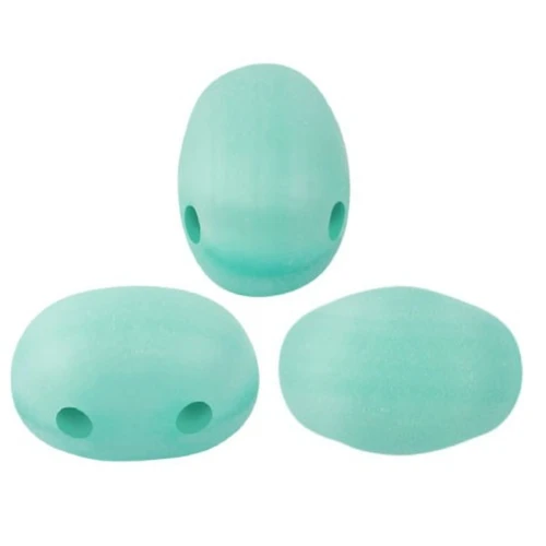 Perle in vetro Samos® di Puca® 7x5 mm Blue Green Opal Mat x10g