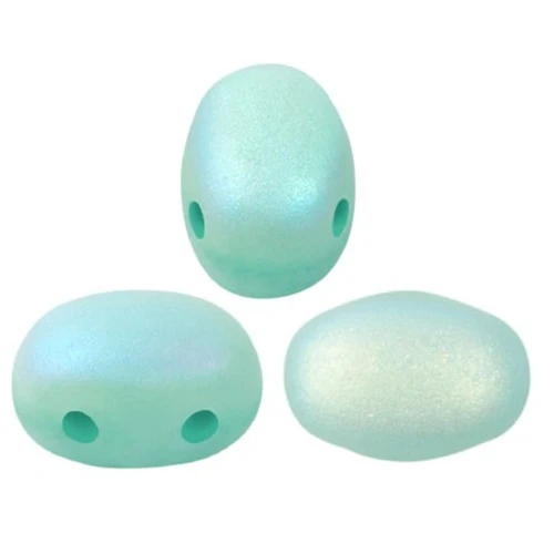 Perle in vetro Samos® di Puca® 7x5 mm Blue Green Opal Mat AB x10g