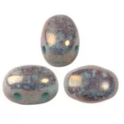 Perle in vetro Samos® di Puca® 7x5 mm Blue Green Opal Bronze x10g