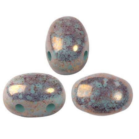 Perle in vetro Samos® di Puca® 7x5 mm Blue Green Opal Bronze x10g
