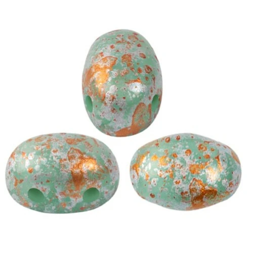 Perle in vetro Samos® di Puca® 7x5 mm Blue Green Opal Tweedy x10g