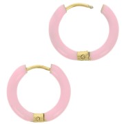 Orecchini a cerchio tondo da 17 mm in resina epossidica - Acciaio inossidabile 304L Gold - Rosa chiaro x2|raw }}