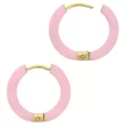 Orecchini a cerchio tondo da 17 mm in resina epossidica - Acciaio inossidabile 304L Gold - Rosa chiaro x2