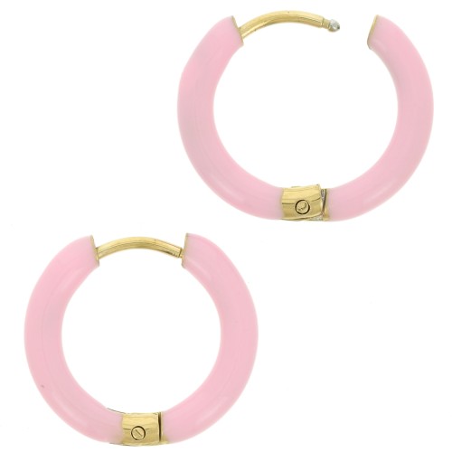 Orecchini a cerchio tondo da 17 mm in resina epossidica - Acciaio inossidabile 304L Gold - Rosa chiaro x2