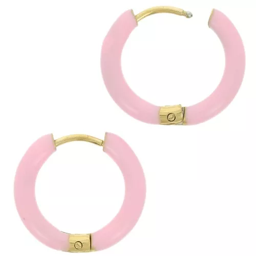 Orecchini a cerchio tondo da 17 mm in resina epossidica - Acciaio inossidabile 304L Gold - Rosa chiaro x2