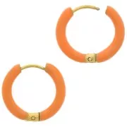 Orecchini a cerchio tondo da 17 mm con resina epossidica - Acciaio inossidabile 304L Gold - Arancione x2