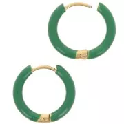 Orecchini a cerchio tondo da 17 mm con resina epossidica - Acciaio inossidabile 304L Gold - Verde abete x2