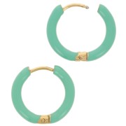 Orecchini a cerchio tondo da 17 mm con resina epossidica - Acciaio inossidabile 304L Gold - Verde turchese x2