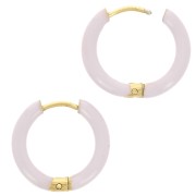 Orecchini a cerchio tondo da 17 mm con resina epossidica - Acciaio inossidabile 304L Gold - Lilla x2|raw }}