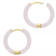 Orecchini a cerchio tondo da 17 mm con resina epossidica - Acciaio inossidabile 304L Gold - Lilla x2