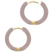 Orecchini a cerchio tondo da 17 mm con resina epossidica - Acciaio inossidabile 304L Gold - Taupe x2