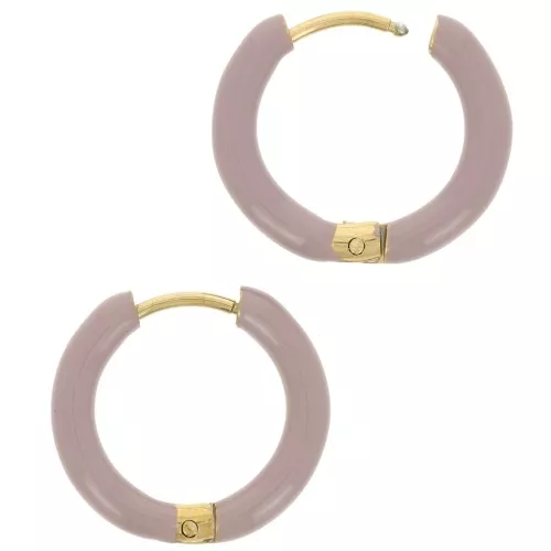 Orecchini a cerchio tondo da 17 mm con resina epossidica - Acciaio inossidabile 304L Gold - Taupe x2