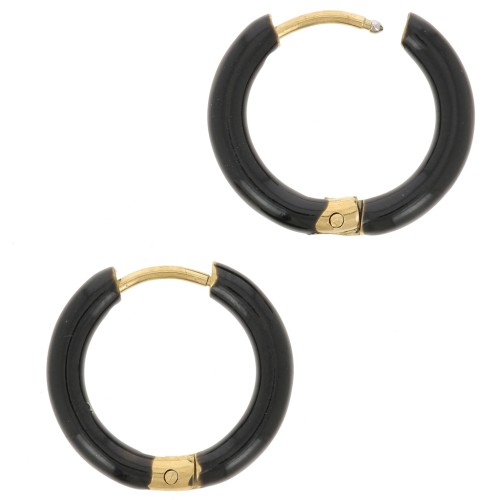 Orecchini a cerchio tondo da 17 mm con resina epossidica - Acciaio inossidabile 304L Gold - Nero x2