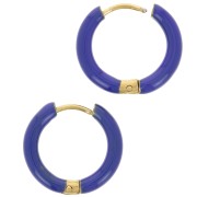 Orecchini a cerchio tondo da 17 mm con resina epossidica - Acciaio inossidabile 304L Gold - Blu scuro x2
