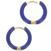 Orecchini a cerchio tondo da 17 mm con resina epossidica - Acciaio inossidabile 304L Gold - Blu scuro x2