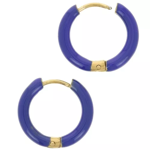 Orecchini a cerchio tondo da 17 mm con resina epossidica - Acciaio inossidabile 304L Gold - Blu scuro x2