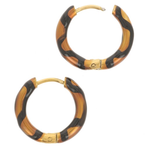 Orecchini a cerchio rotondi da 17,5 mm con resina epossidica - Acciaio inossidabile 304 Dorato - ramato - nero x2
