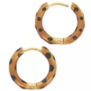 Orecchini a cerchio tondo da 17 mm con resina epossidica in acciaio inox 304L Oro - Rame con pois neri x2