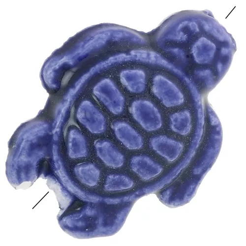 Perla di tartaruga in ceramica 19x15 mm - Blu scuro x1