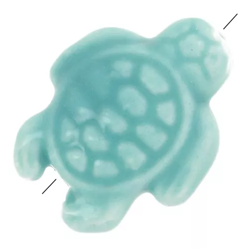 Perla tartaruga in ceramica 19x15 mm - Turchese x1