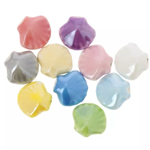 Perle conchigli di ceramica 12x13 mm - Multicolore x10