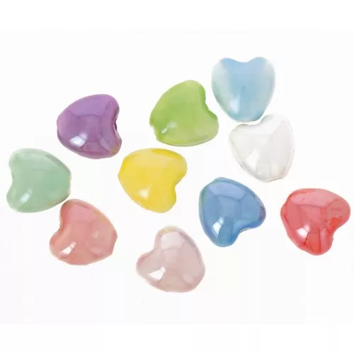 Perline a cuore in ceramica 10 mm - Multicolore x10