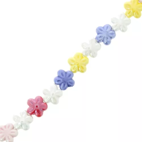 Perline floreali in ceramica 17 mm - Multicolore x29cm