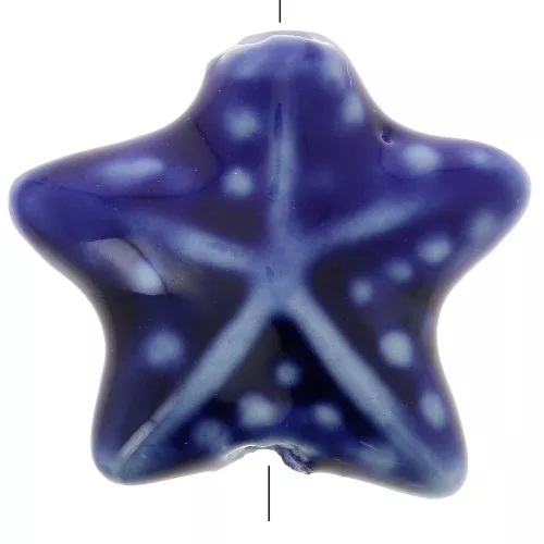Perla stella marina in ceramica 20 mm - Blu navy x1