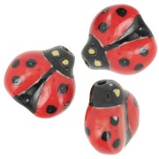 Perla Coccinella in ceramica 16 mm - Rosso - Nero x1